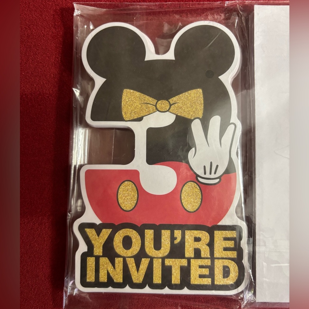 Mickey Mouse 20 Invitation Cards with envelopes